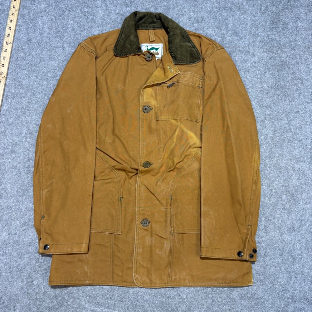 Vintage Duxbak Hunting Jacket Brown Canvas Corduroy Collar Mens 38 Made in USA